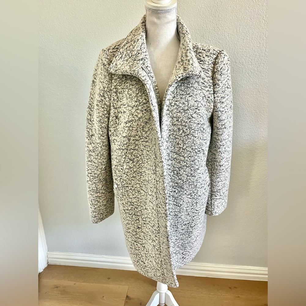 Women's Grey Cream Wool Coat